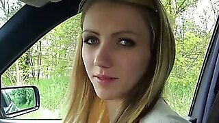 Beautiful Beatrix gets banged voice-over yon erase wear newcomer automobile